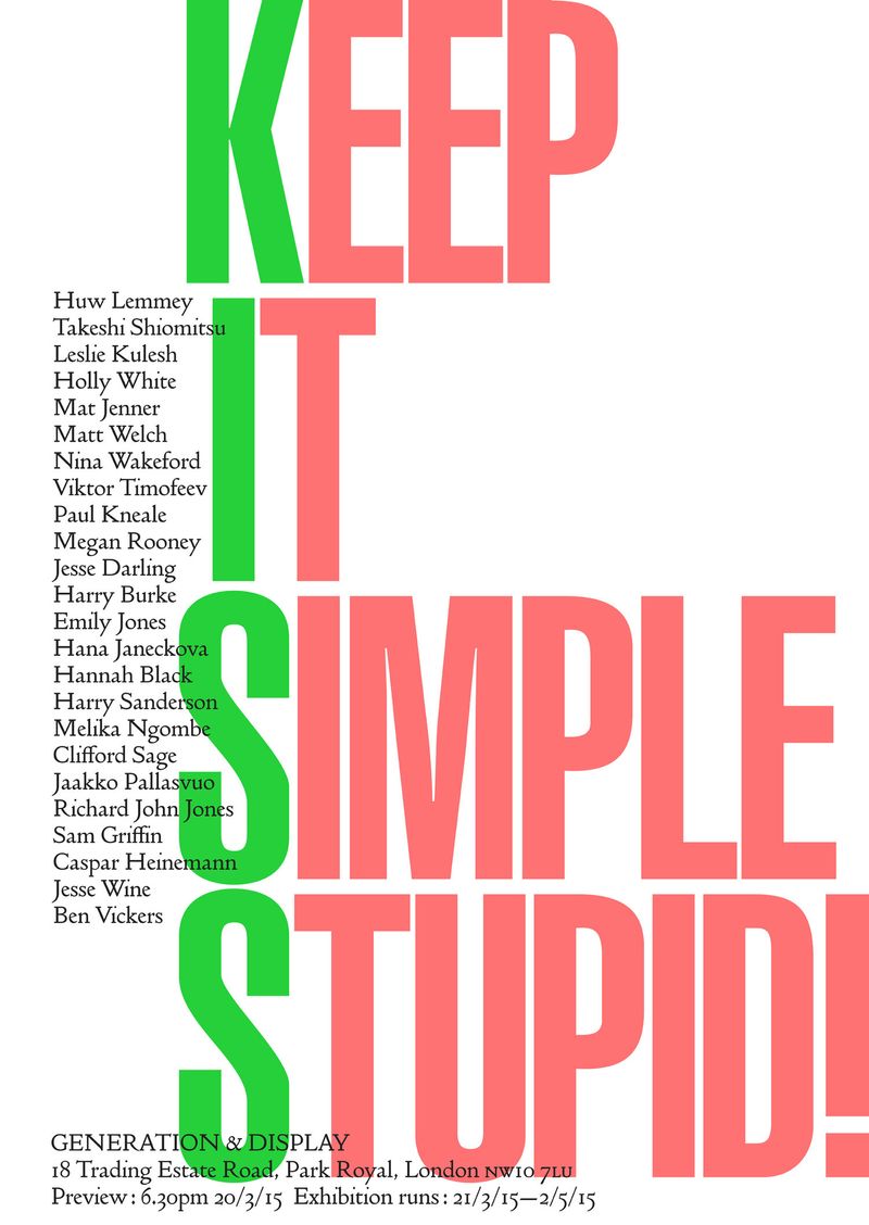 Poster for KISS group exhibition at Generation & Display