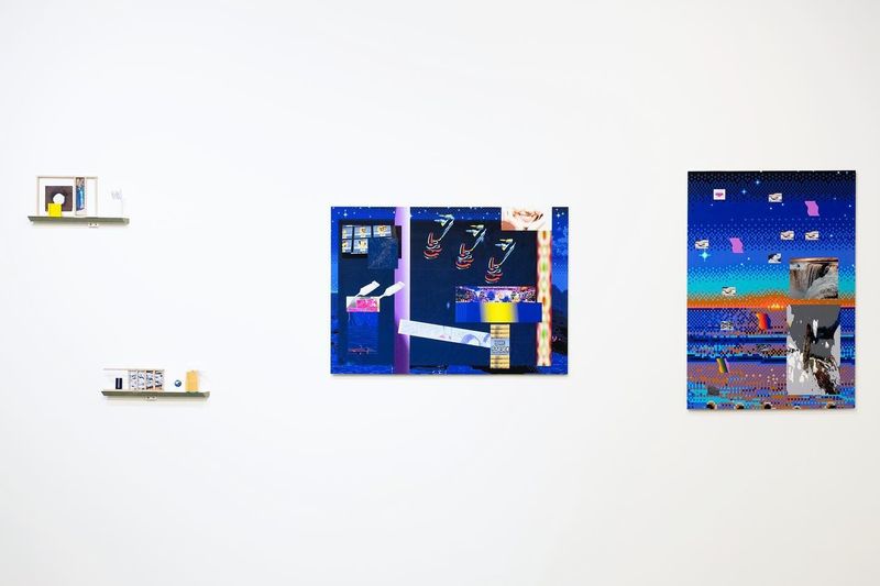 Close up of print on the wall in the context of group exhibition Planetary Dysphoria