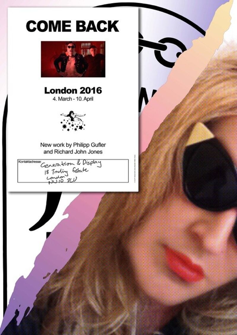 Poster for Come Back duo show by Philipp Gulfer and Richard John Jones