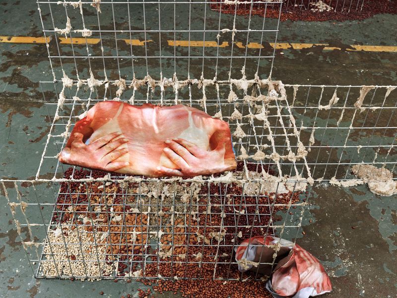 close up of installation during ZedMot duo show by Mat Jener and Laura Yuile